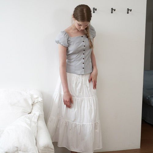SUMMER SHIRRING LONG SKIRT_WT