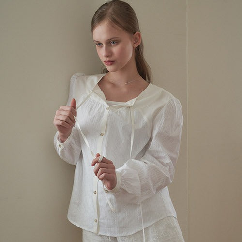 [시즌오프] DRAPING VOLUME BLOUSE_WT