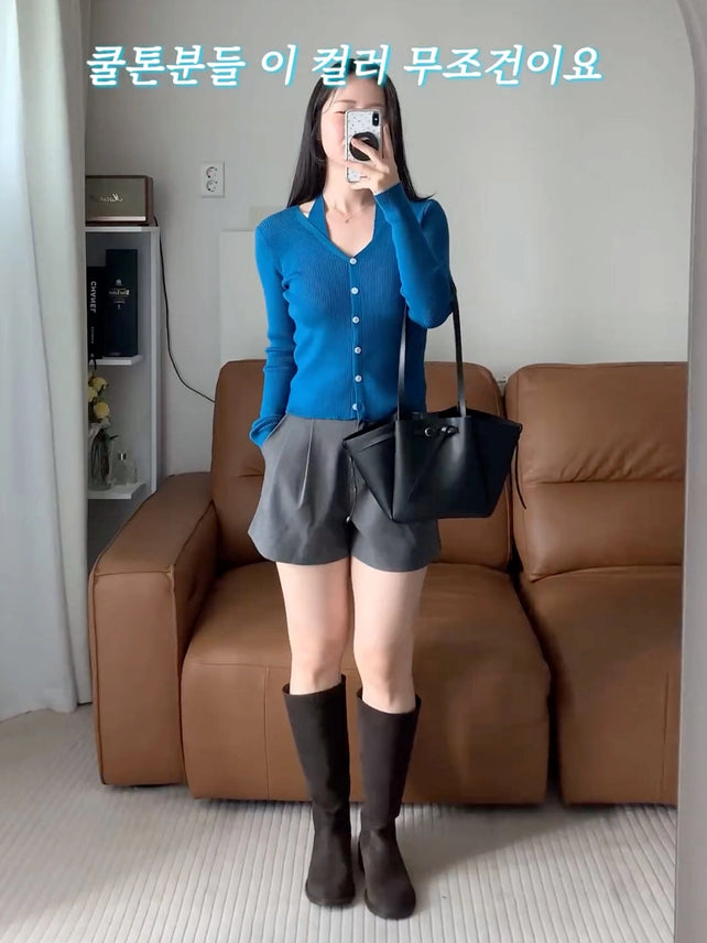 [인플s Pick] HALTERNECK CARDIGAN SET BLUE
