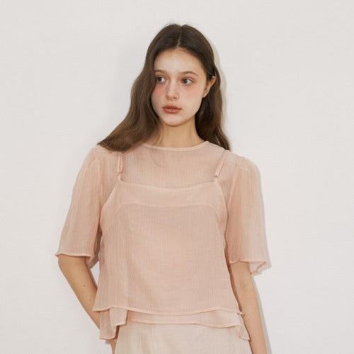 [시즌오프] SHEER SET UP BLOUSE (PK)