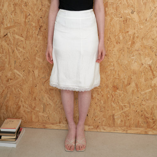 SATIN LACE MIDI SKIRT_WT