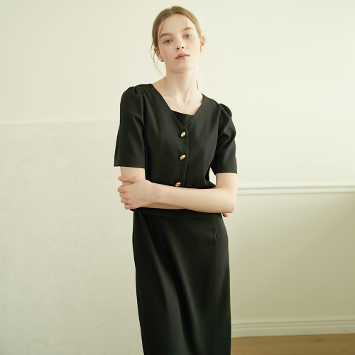 ordin dress ove blouse set up-black