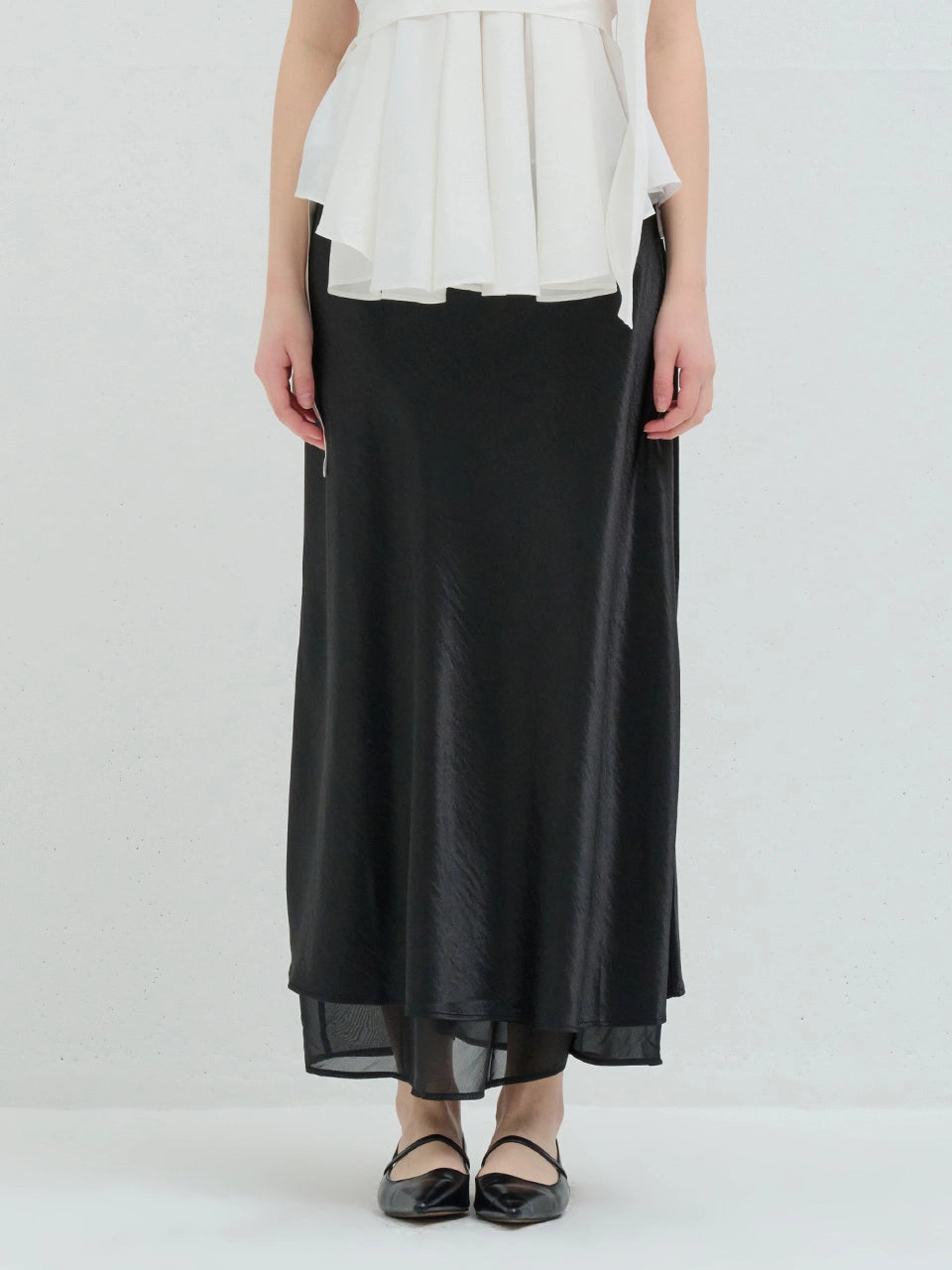 SILK LAYERED SKIRT BLACK