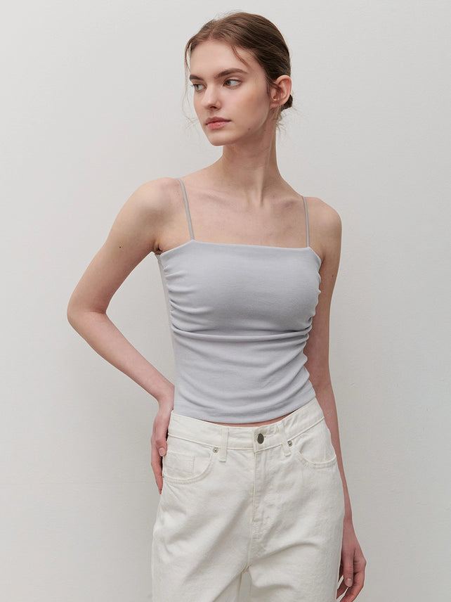 SHIRRING CAP SLEEVELESS LIGHT GRAY