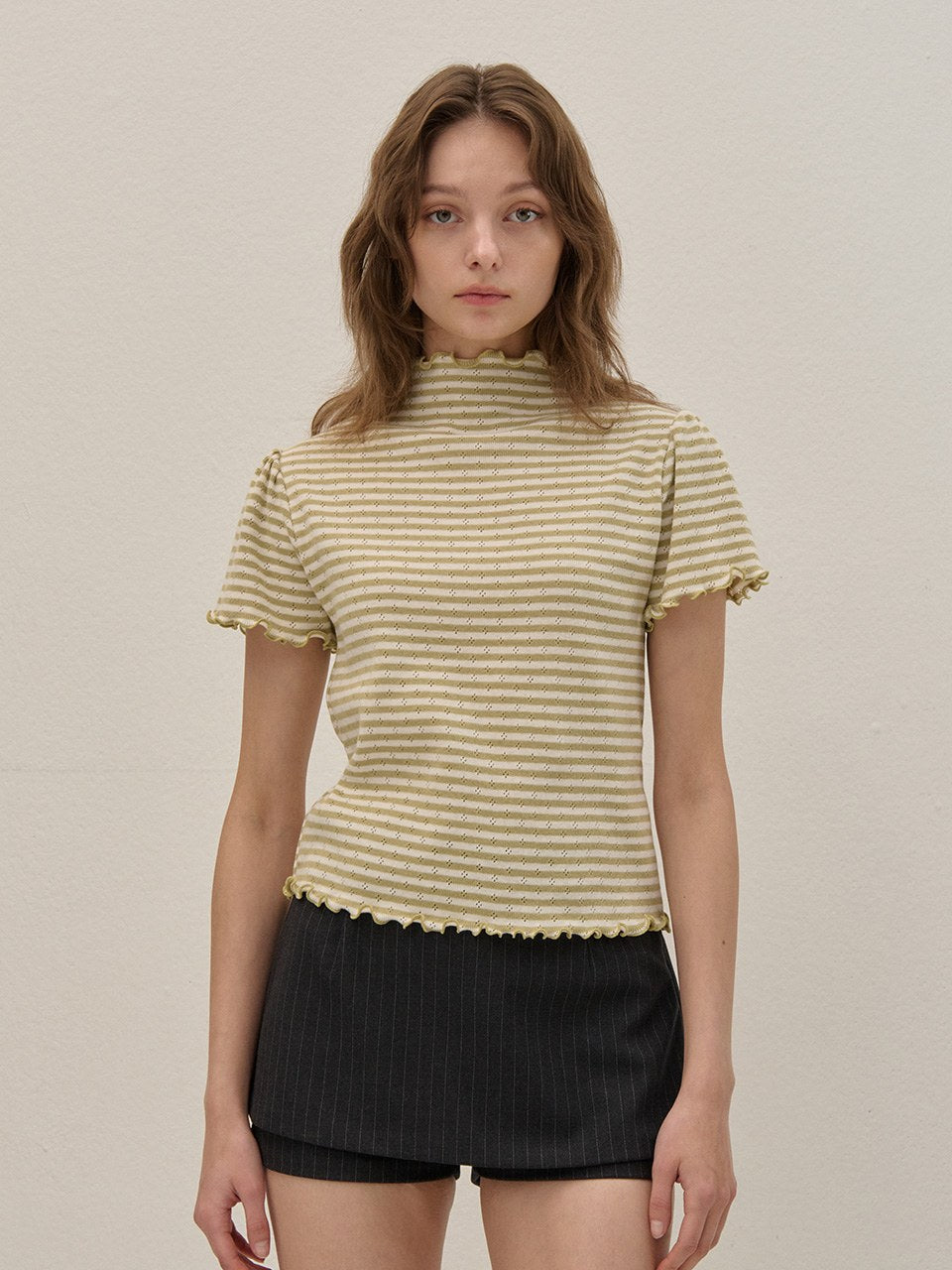 SHIRRING TIE BLOUSE WHITE