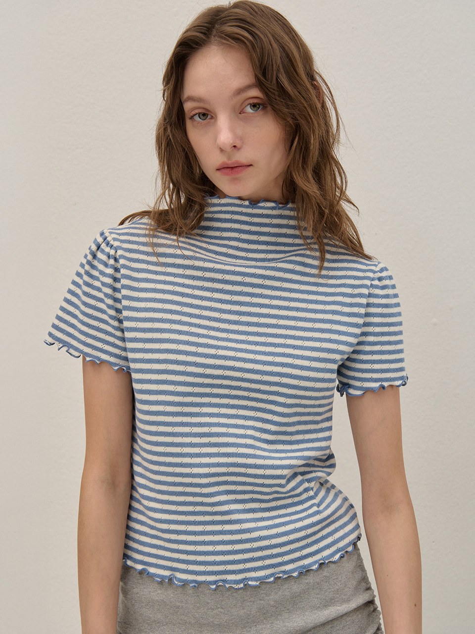 SHIRRING TIE BLOUSE WHITE