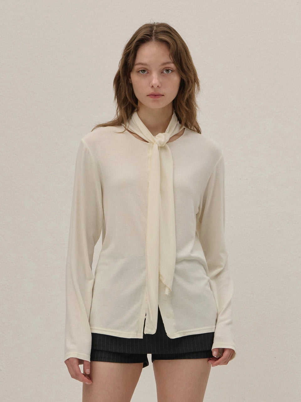 RIBBON BLOUSE IVORY