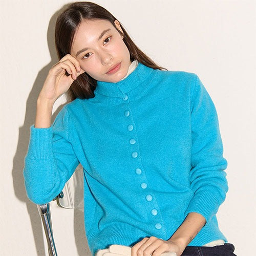 HIGH NECK KNIT CARDIGAN_BL