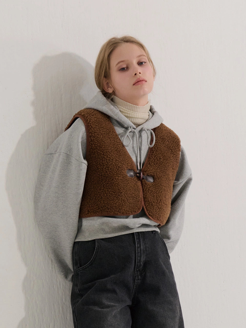 BOUCLE VEST BROWN