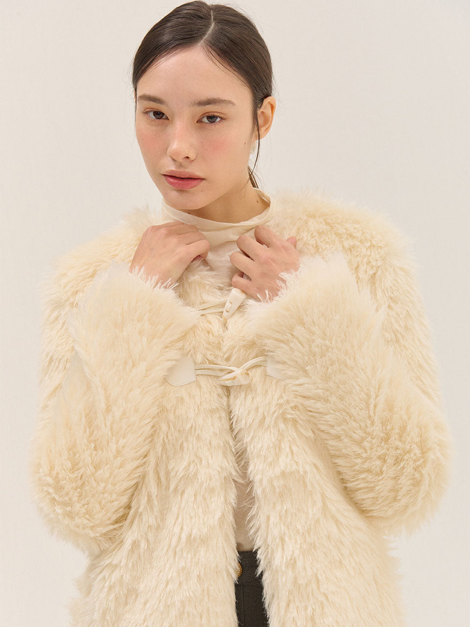 ECO FUR BUCKLE JACKET_2COLORS