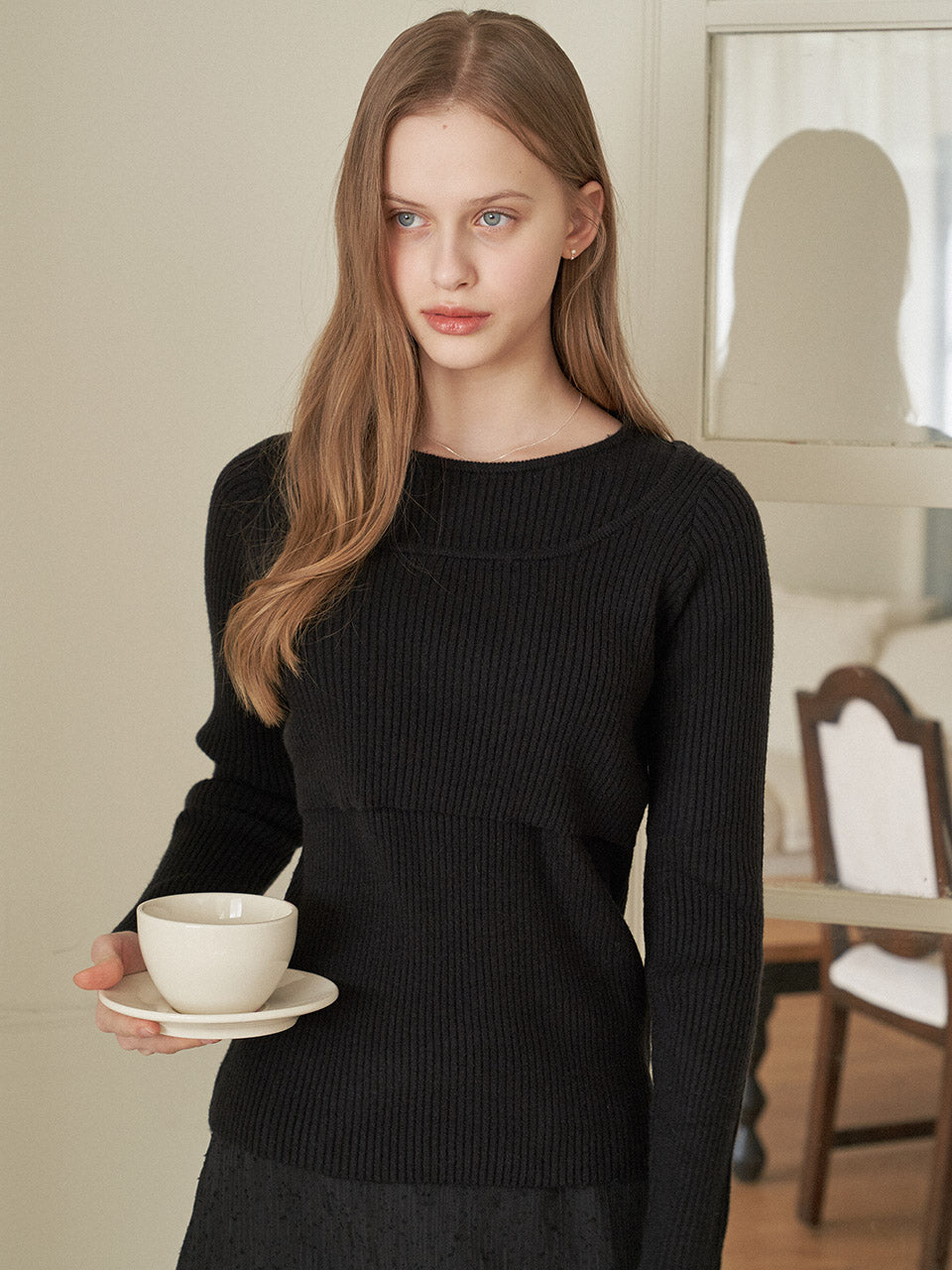 LAYERED BALLET KNIT_BK