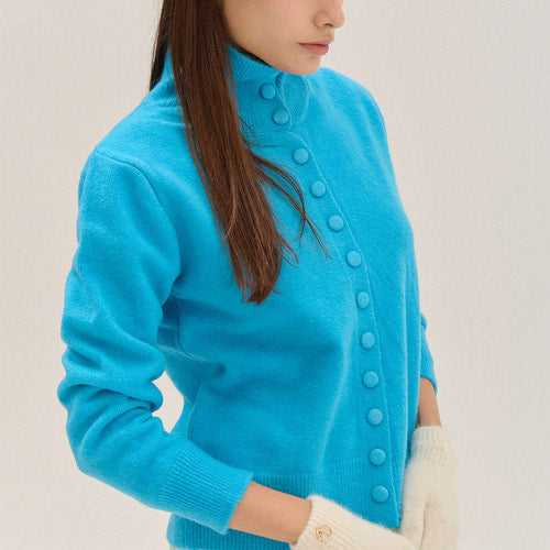 HIGH NECK KNIT CARDIGAN_BL