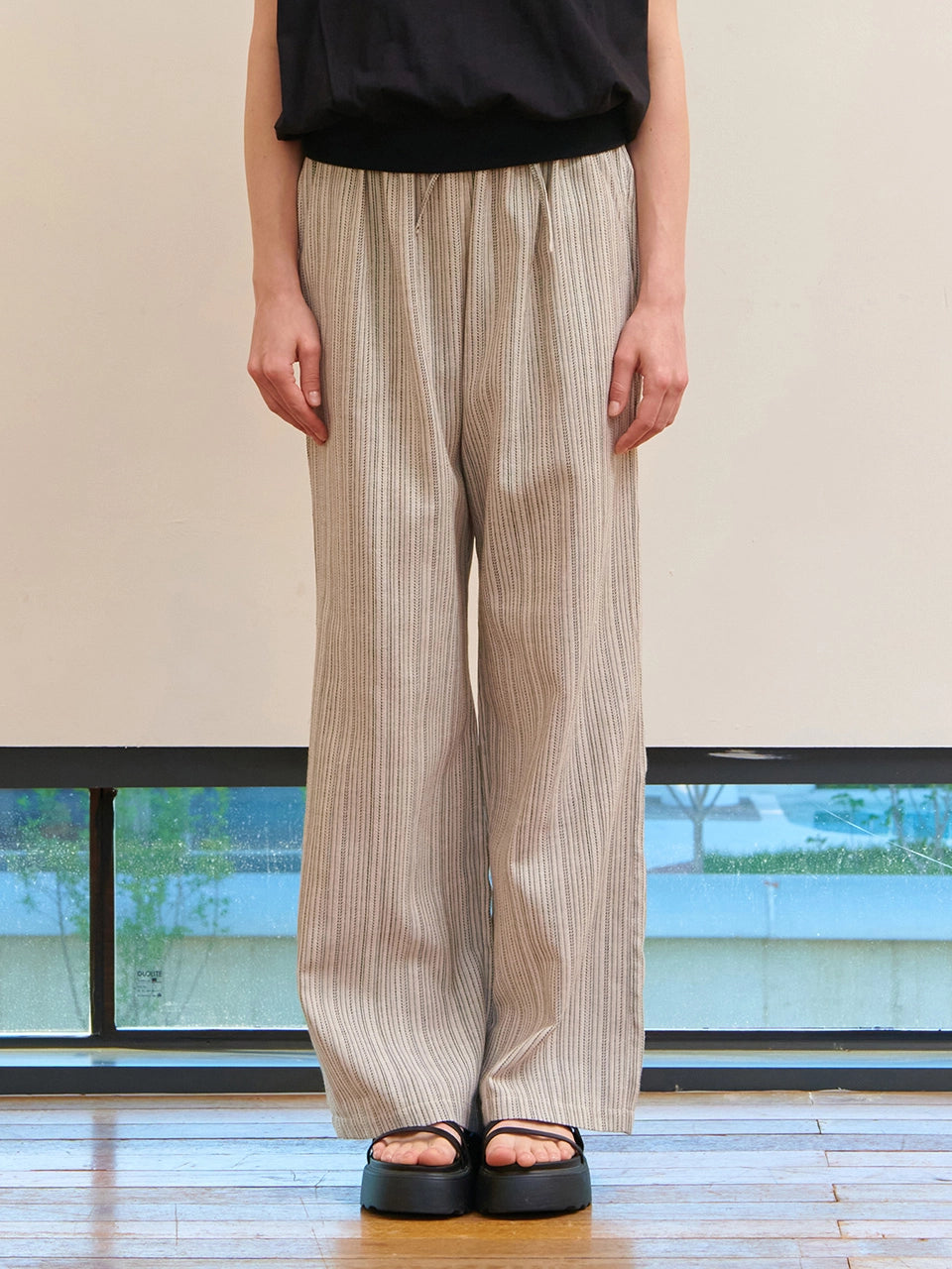 [REFURB] STRIPE LINEN BANDING PANT