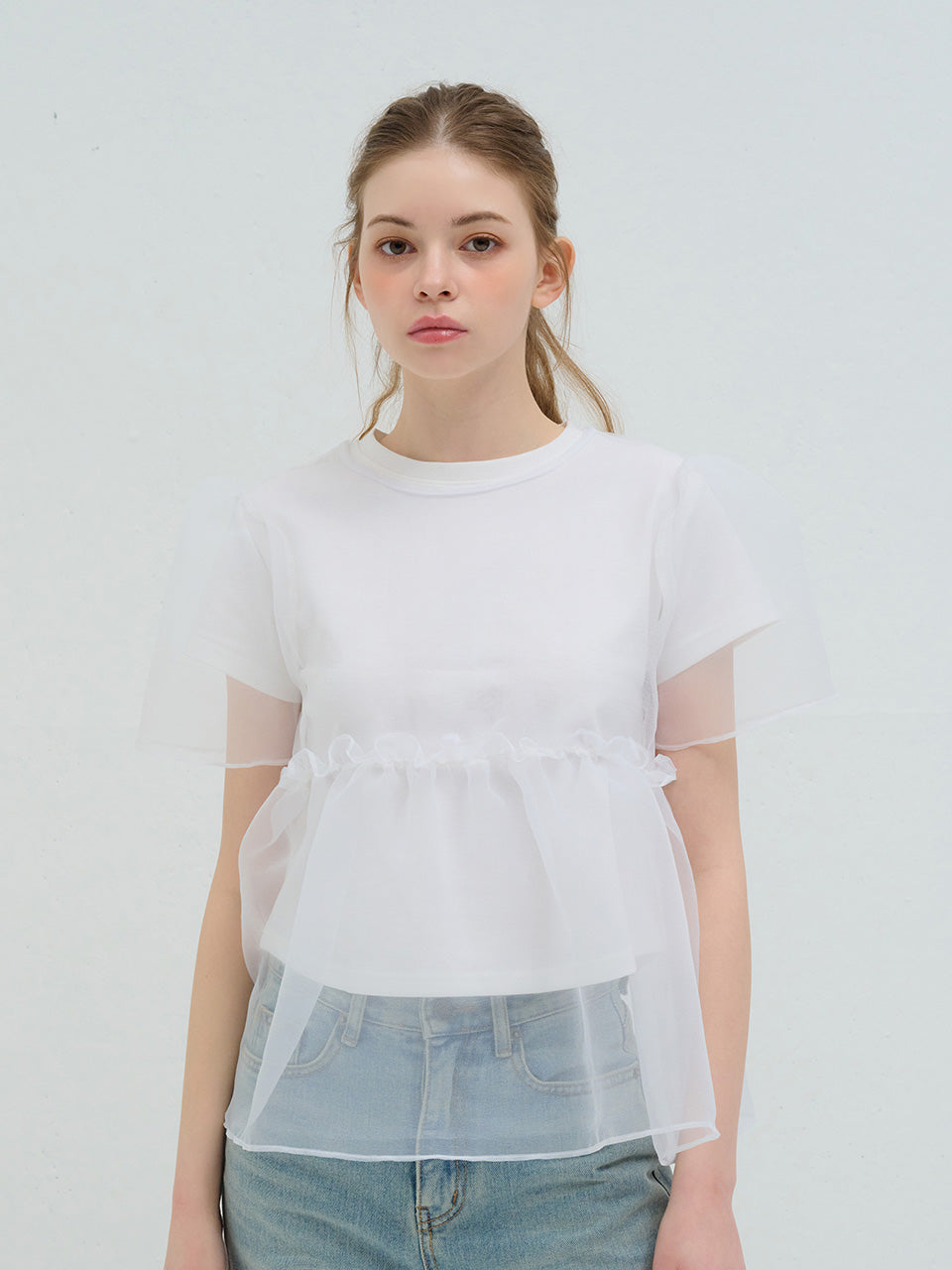 ORGANZA LAYERED BLOUSE WHITE