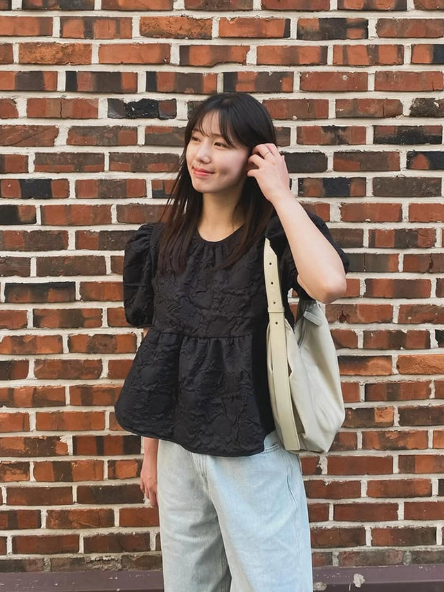 [인플s Pick] SUMMER PUFF HALF SLEEVE BLOUSE BLACK