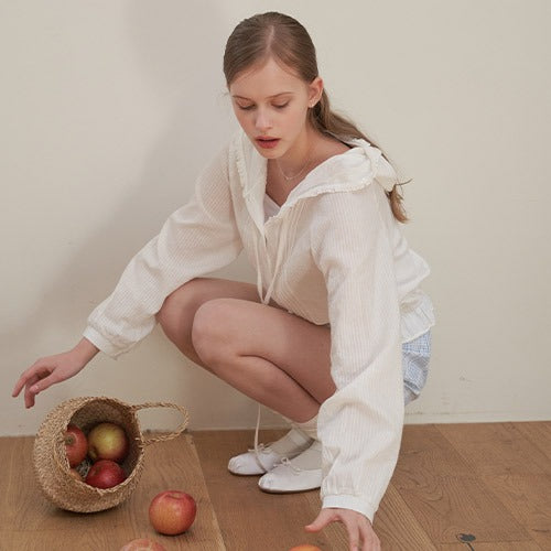 EYELET BLOOM HOODIE_WT