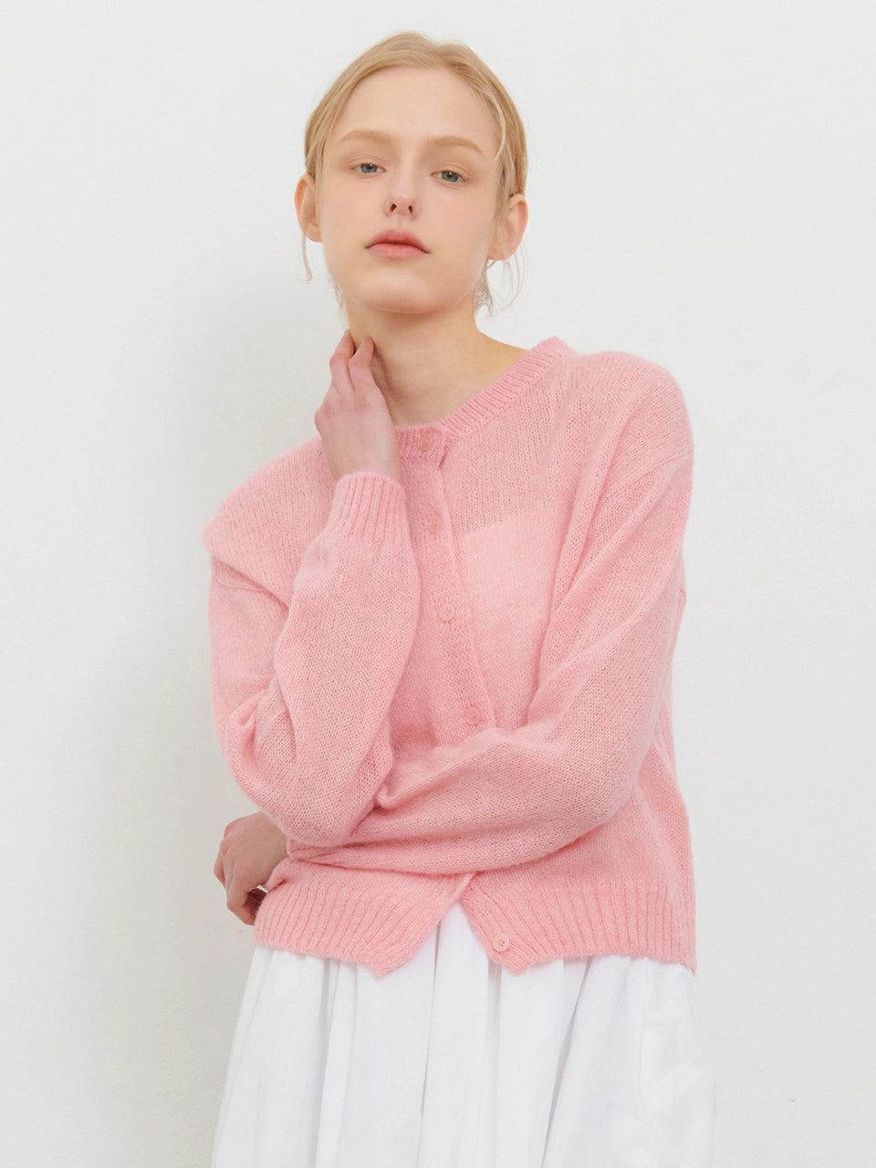 BOUCLE CARDIGAN PINK