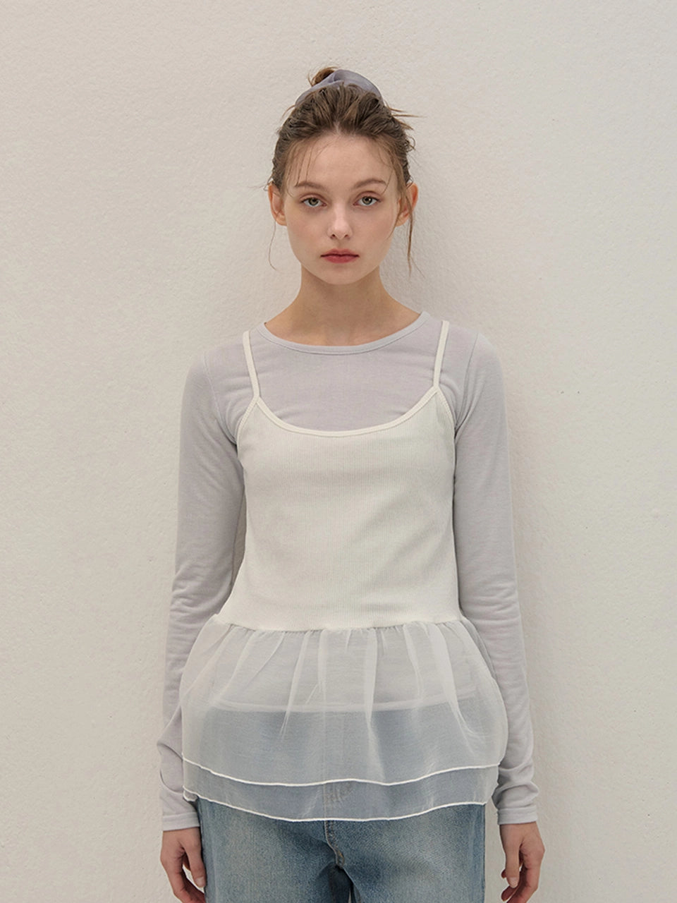 ORGANZA SLEEVELESS BLOUSE WHITE WHITE