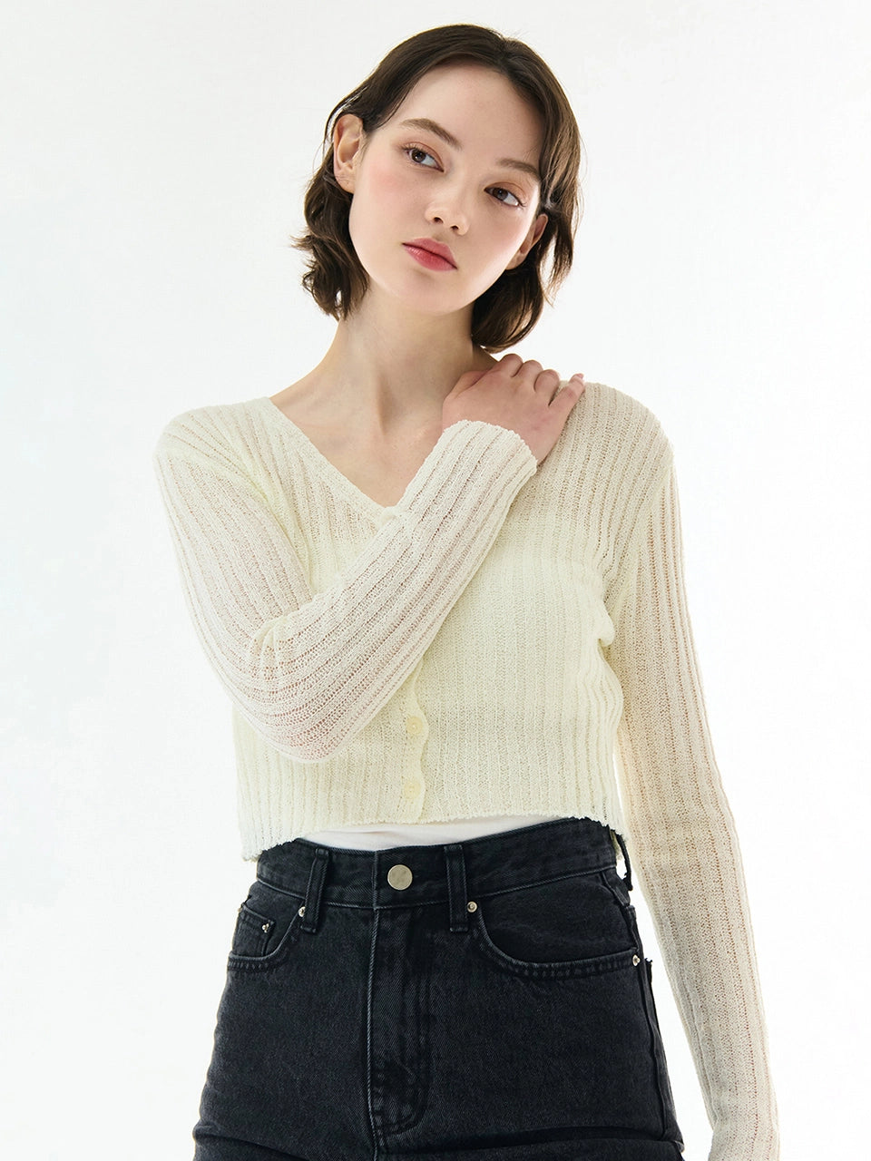 SUMMER STRIPE ROUND KNIT BLACK