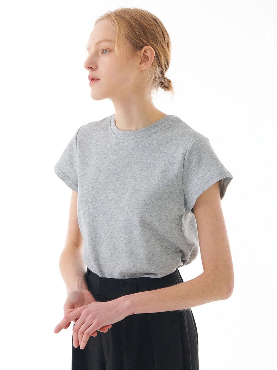 SEMI CROP T-SHIRT GRAY