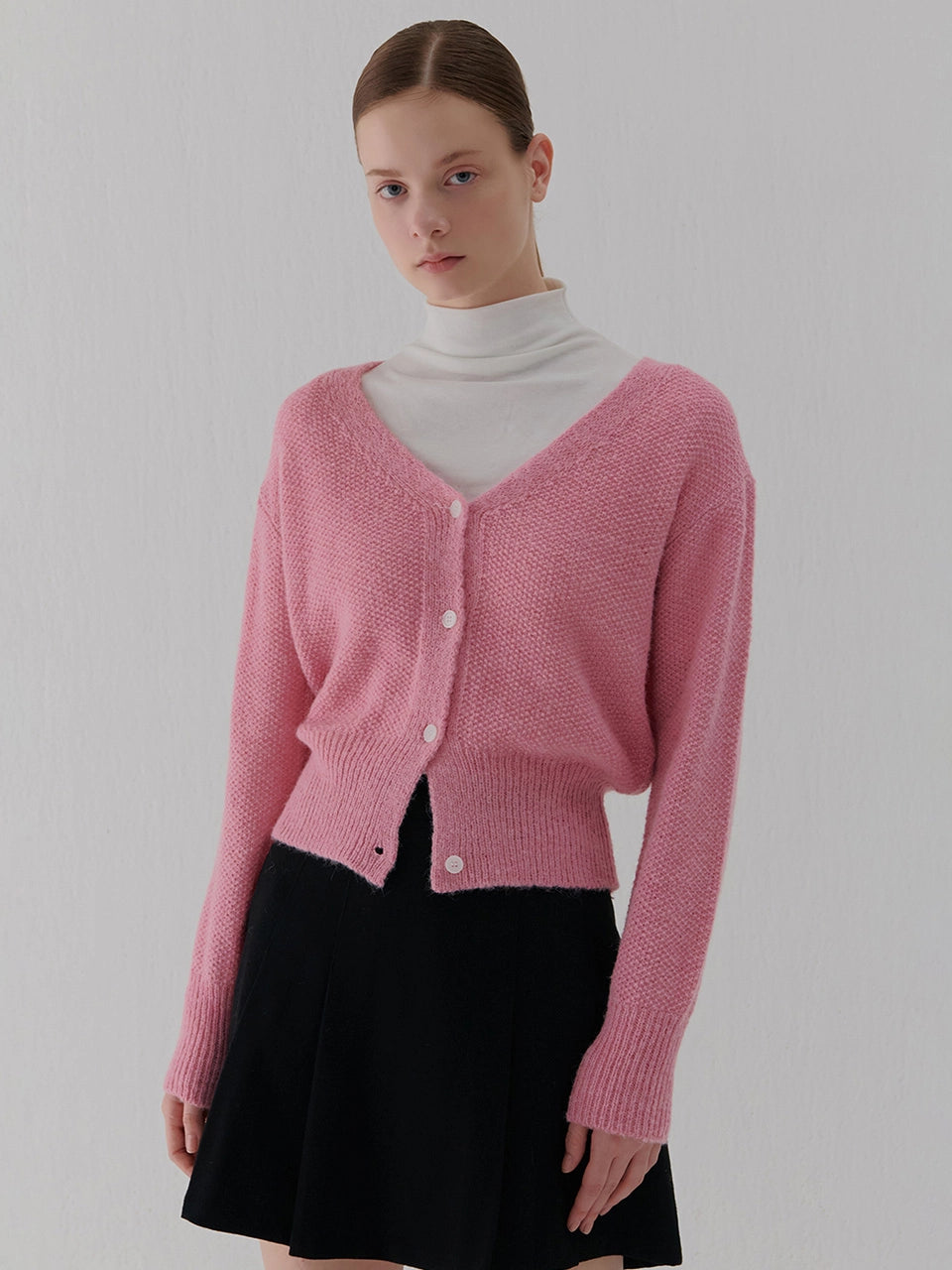 V-NECK CARDIGAN PINK