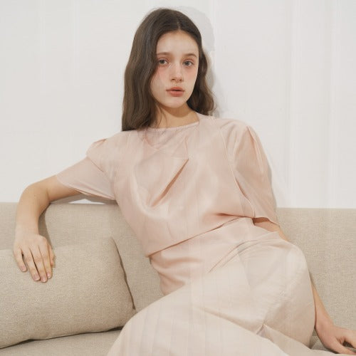 [시즌오프] DRAPING SHEER SET UP BLOUSE_2COLORS