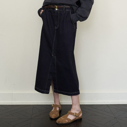 SLIT DENIM SKIRT (3COLORS)