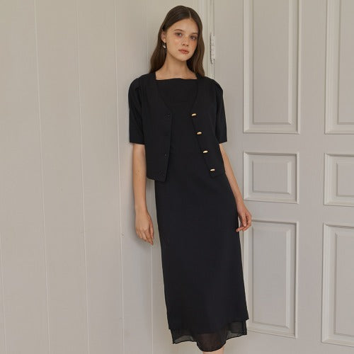 (SET UP) OVE 2 BLOUSE + INNER SHEER DRESS_BK