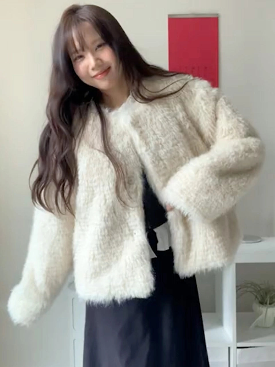 [인플s Pick] OVER SIZE FUR JACKET IVORY