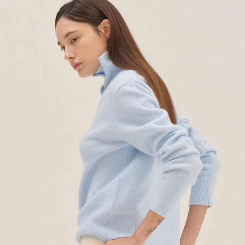 HIGH NECK KNIT CARDIGAN_S/BL