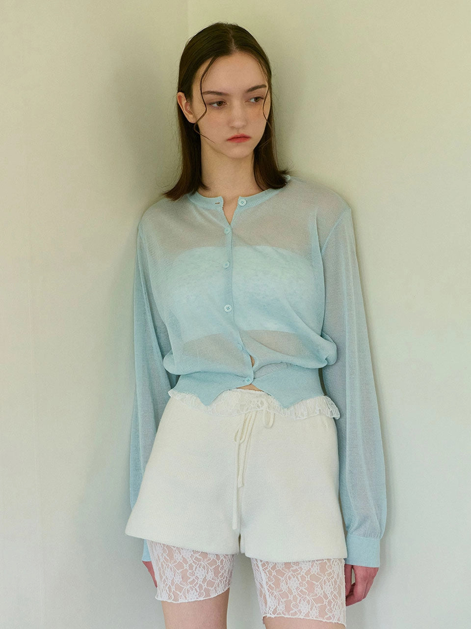 SHIRRING TIE BLOUSE - 2color