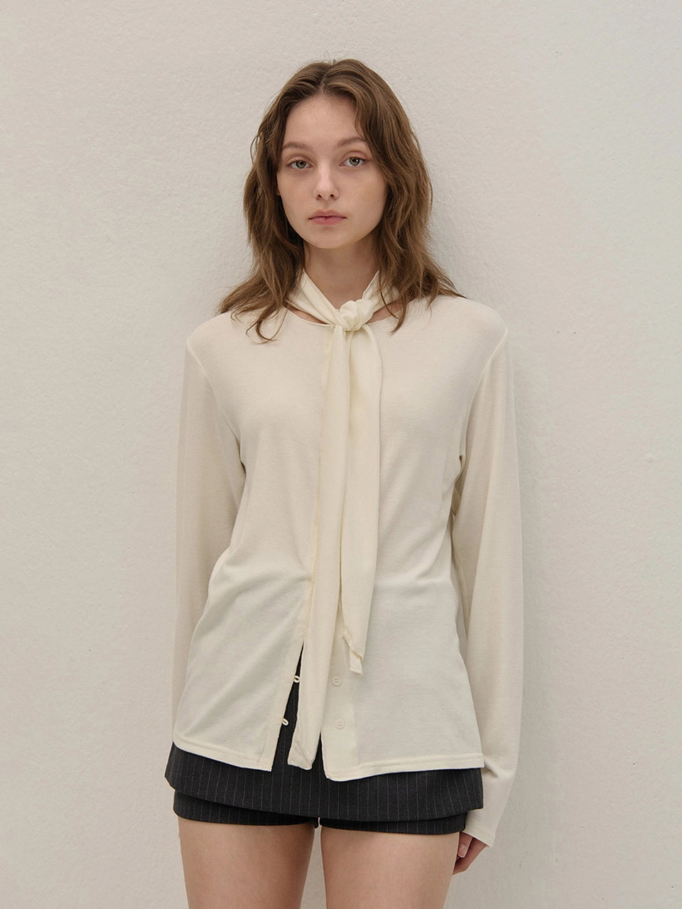 RIBBON BLOUSE IVORY