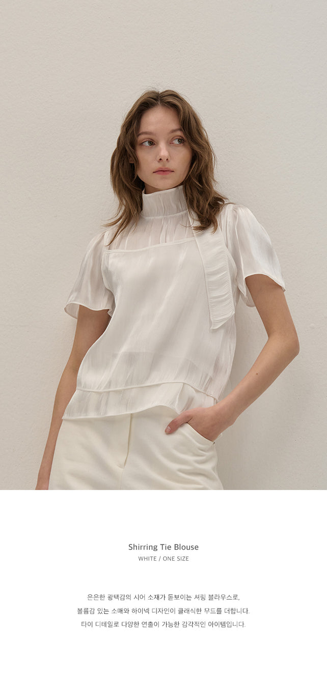 [detail]0 SHIRRING TIE BLOUSE WHITE