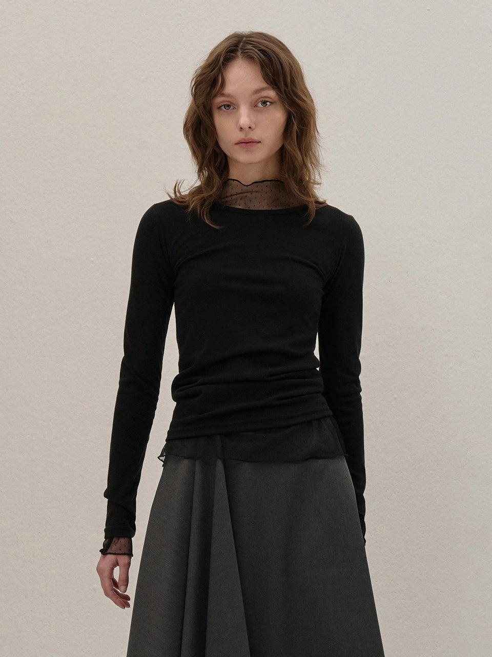 STRETCH LONG SLEEVE TOP BLACK