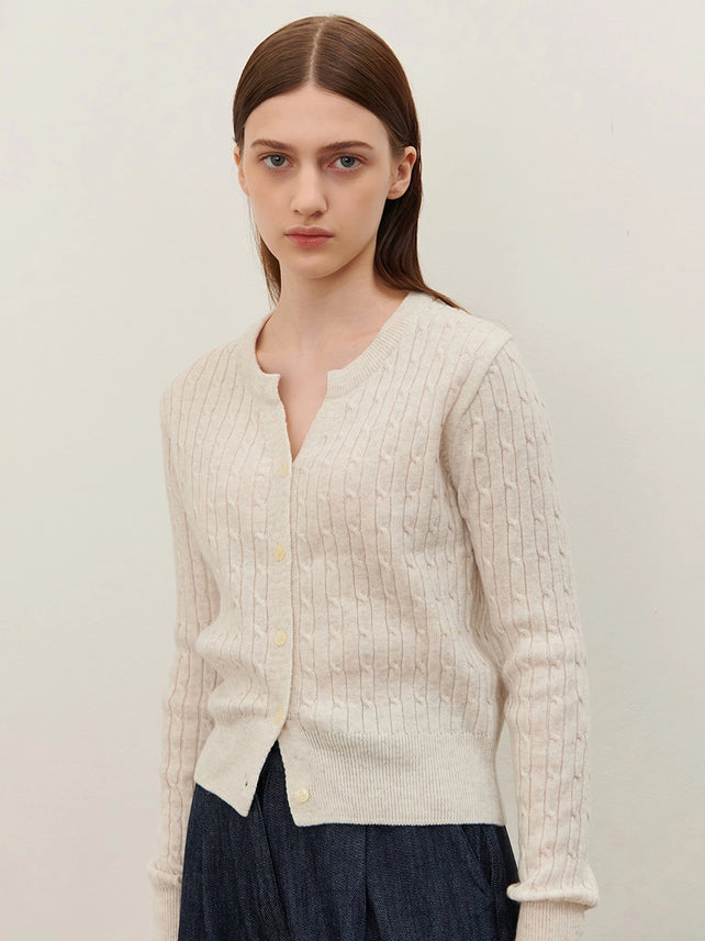 CABLE SLIT KNIT CREAM