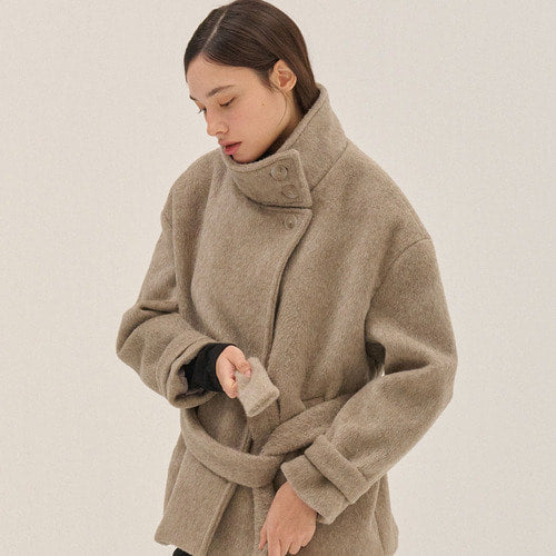 HIGH NECK HALF WOOL COAT_BE