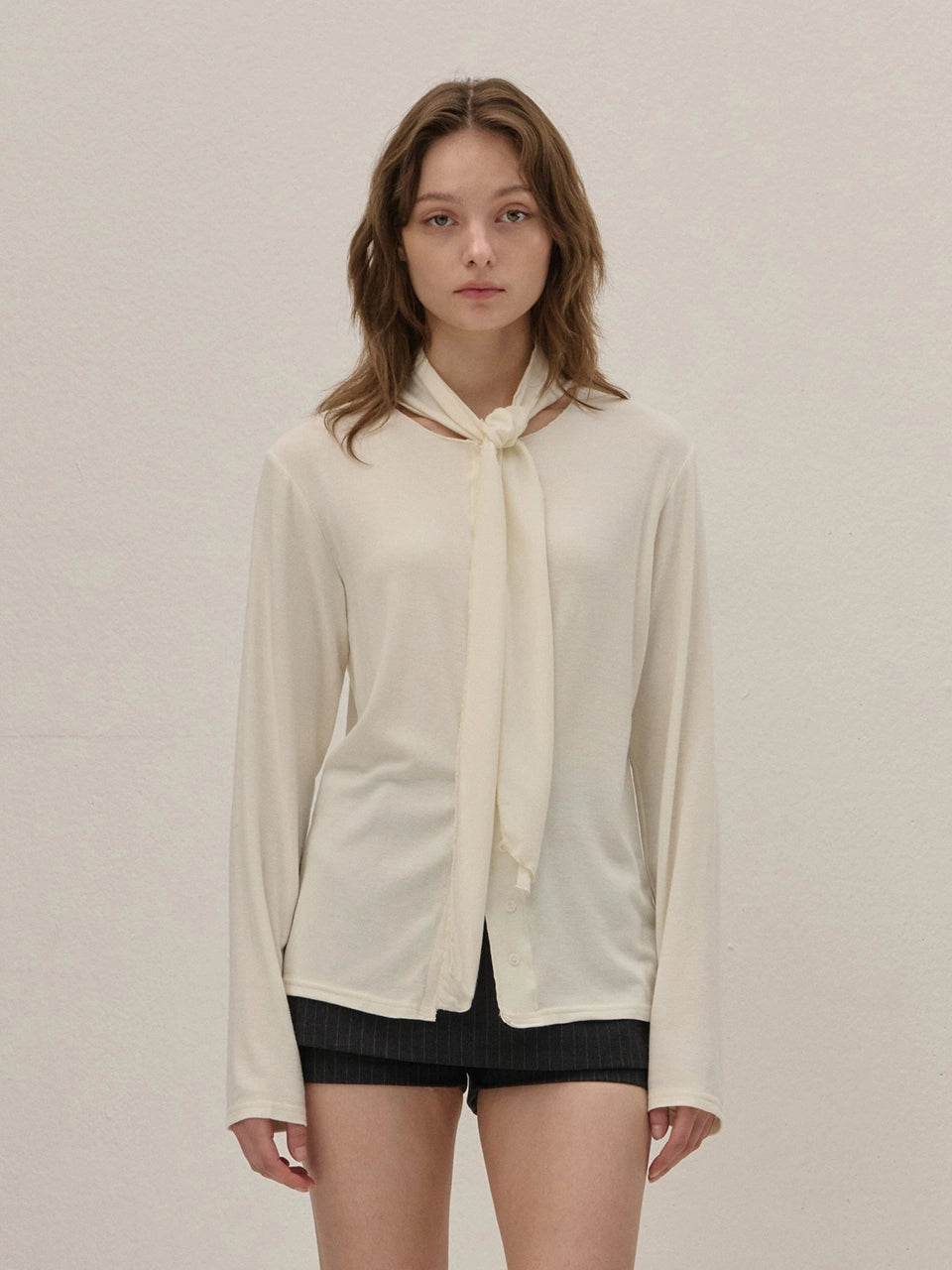 RIBBON BLOUSE IVORY