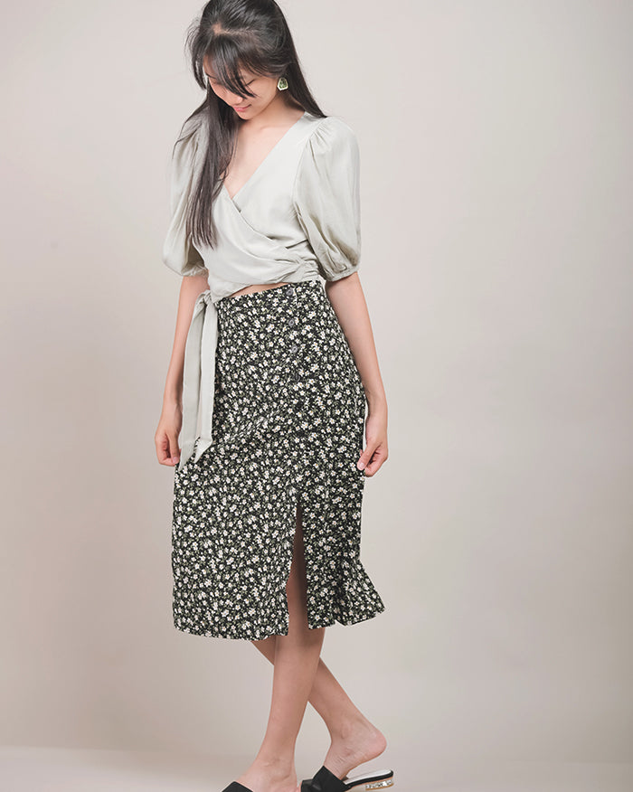 Leala Black Floral Skirt (4504633409614)