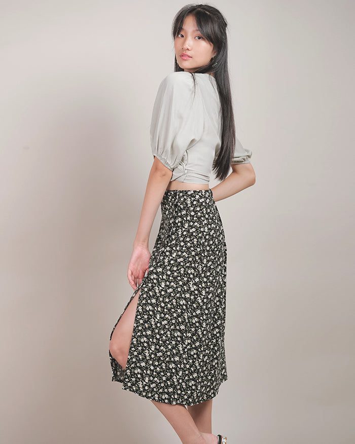 Leala Black Floral Skirt (4504633409614)
