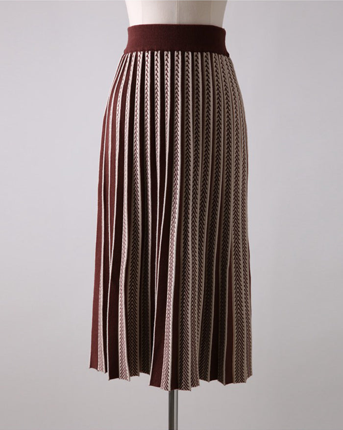 Joy Herringbone Wool Skirt (4672338591822)