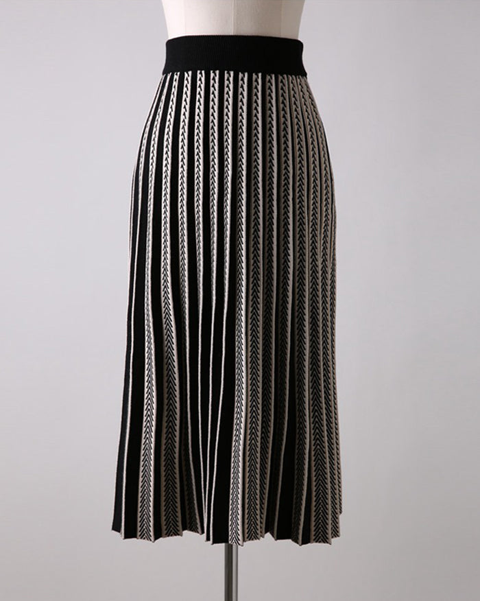 Joy Herringbone Wool Skirt (4672338591822)