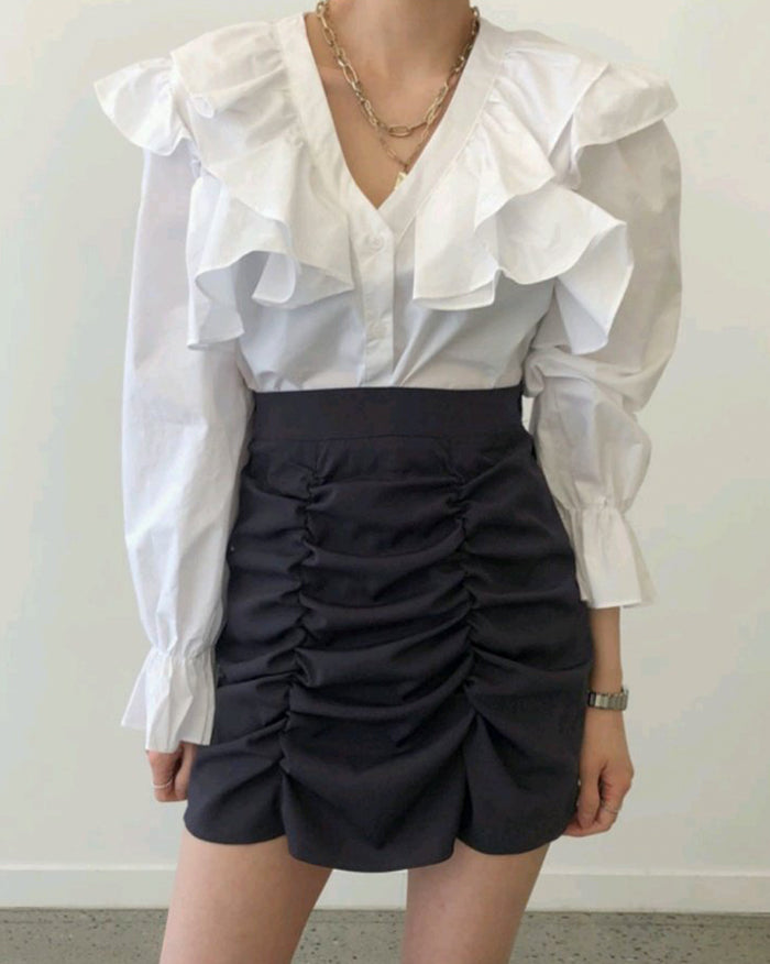 Gina Shirring Mini Skirt (4792511692878)