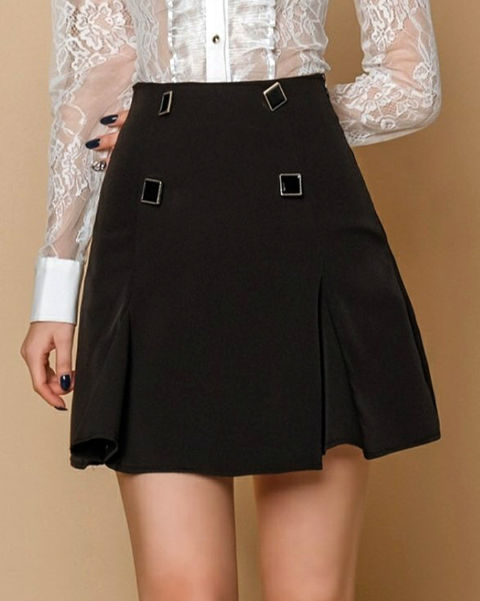 Diana Square Button Mini Skirt Pants (4595487146062)