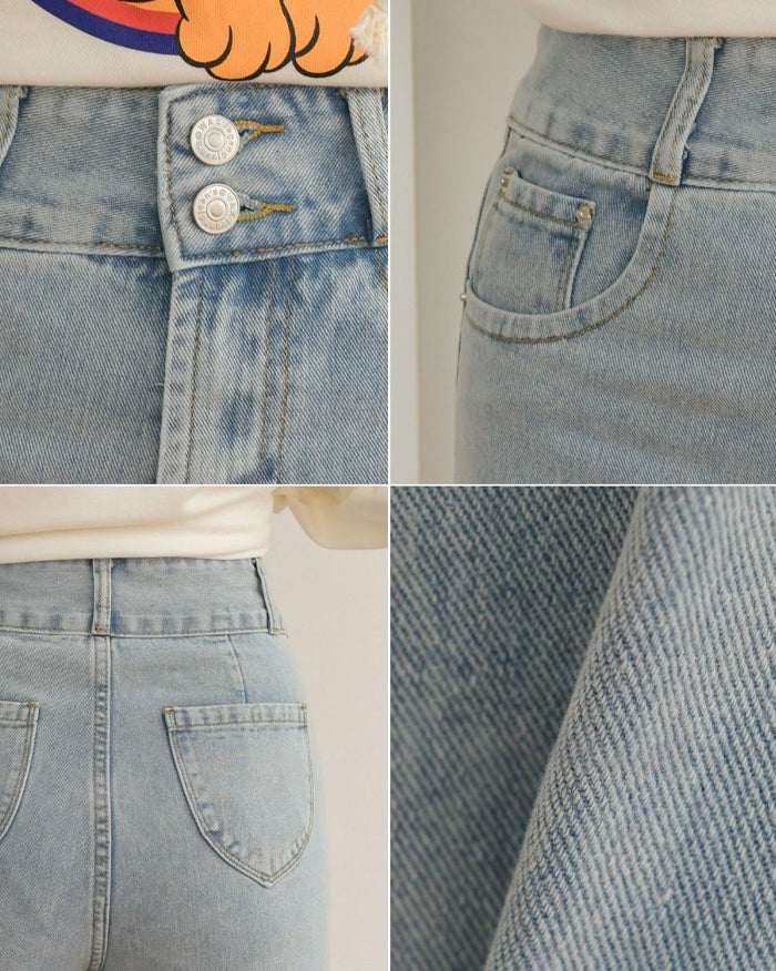 Two Buttons High-waisted Jeans (4865964474446)