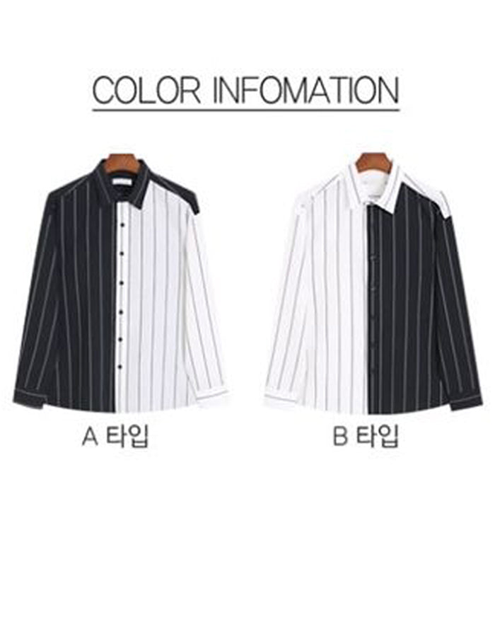 Half & Half Stripe Shirt (4708546281550)