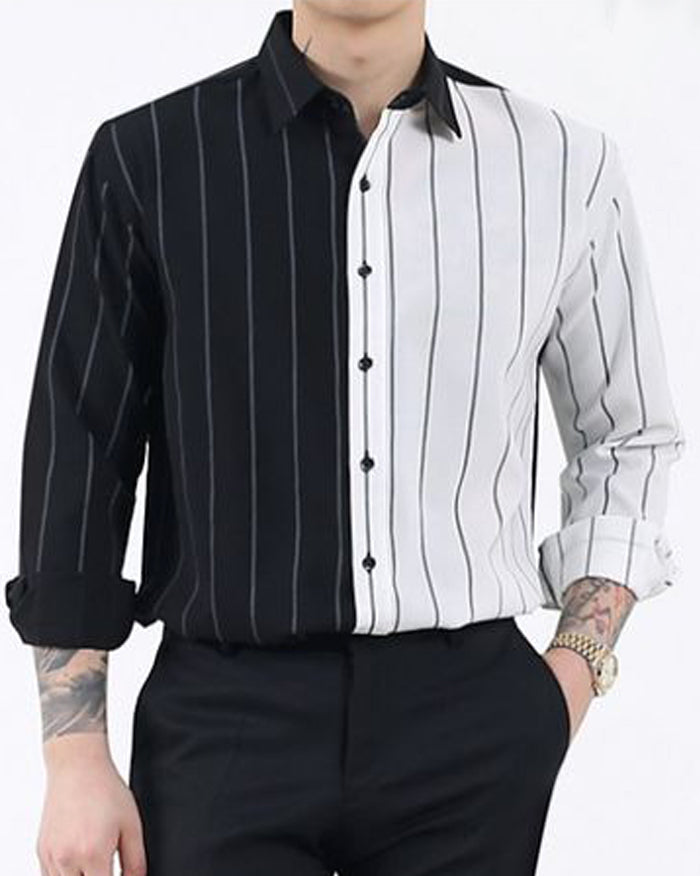 Half & Half Stripe Shirt (4708546281550)