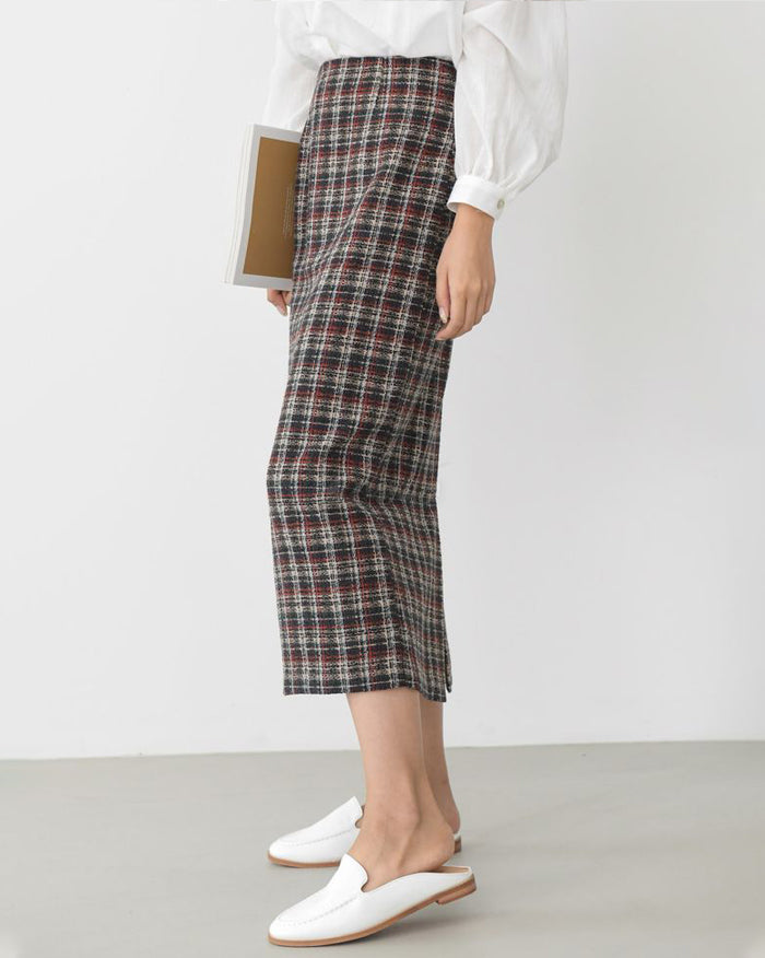 Tweed H-Line Midi Skirt (4827857059918)