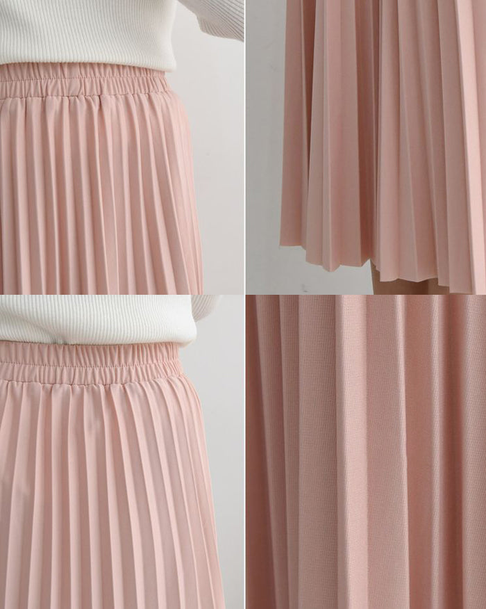 Honey Pleated Long Skirt (4818721833038)