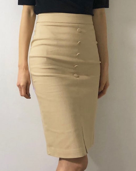 Mona Front Slit Midi Skirt (4623607988302)