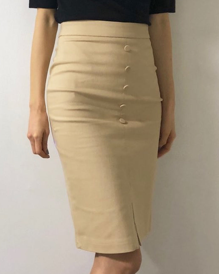 Mona Front Slit Midi Skirt (4623607988302)